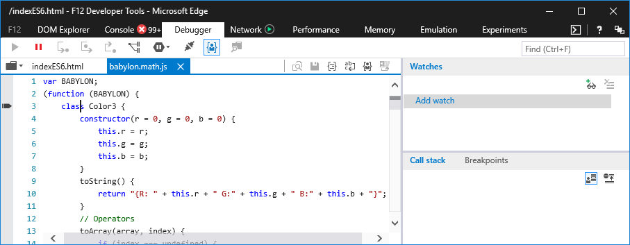 Microsoft Edge developer tools