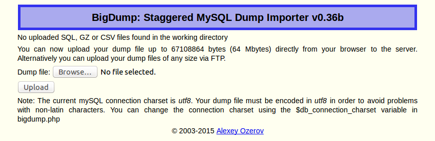 MySQL dump