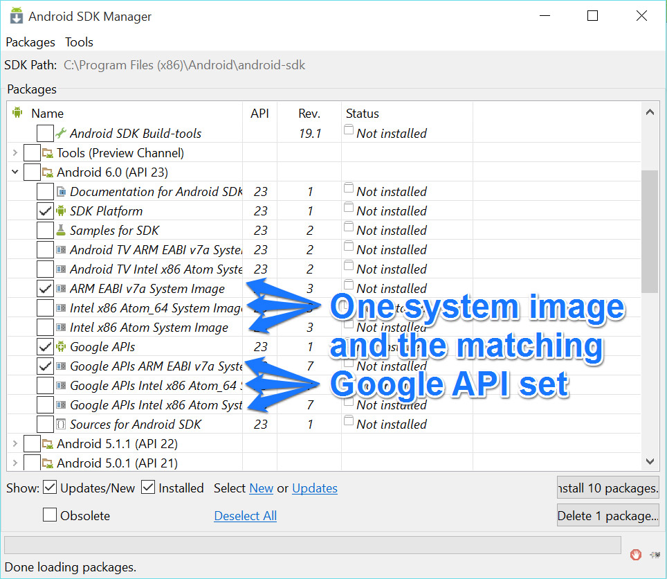SDK Manager System Images