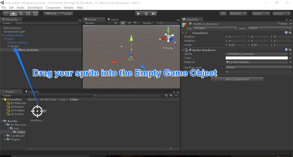 Dragging sprite into empty game object