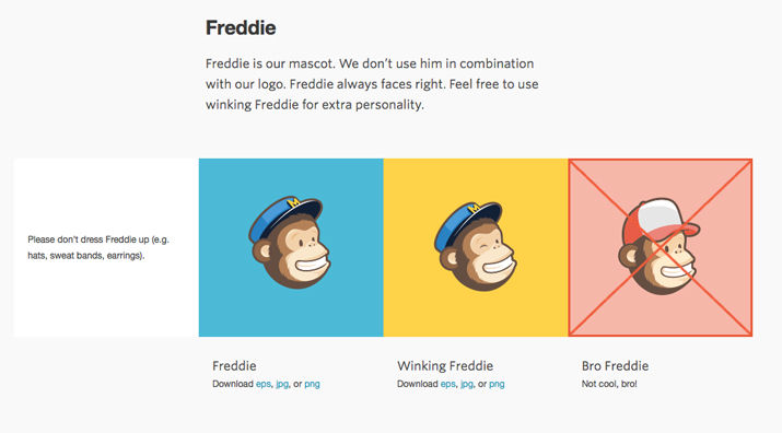 Mailchimp set rules for using Freddie.