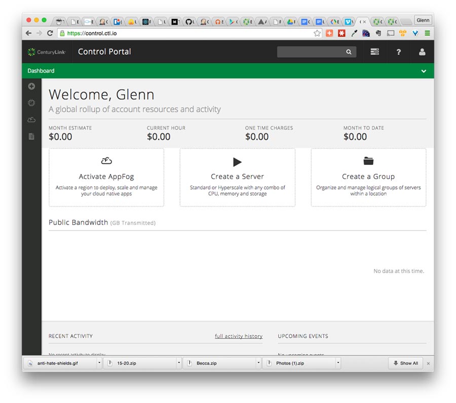 CenturyLink control portal dashboard