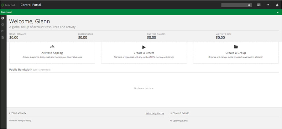 CenturyLink control portal dashboard