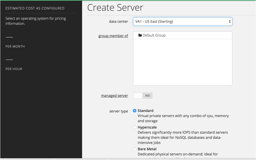 CenturyLink server creation