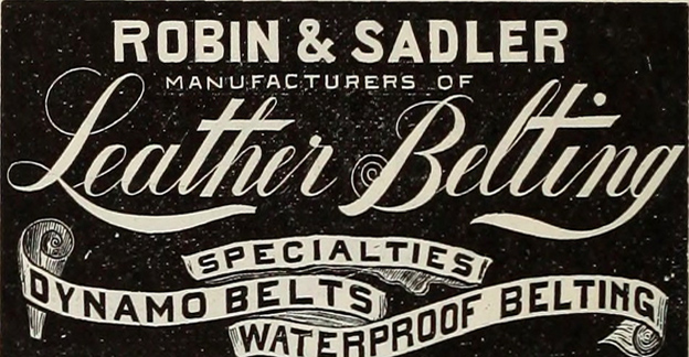 Robins & Sadler Leather Belting  label