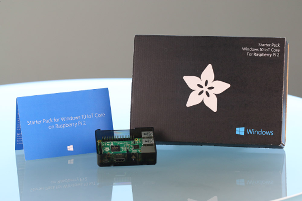 Starter Pack for Windows 10 IoT Core with a Raspberry Pi (Photo credit: Microsoft and Adafruit)
