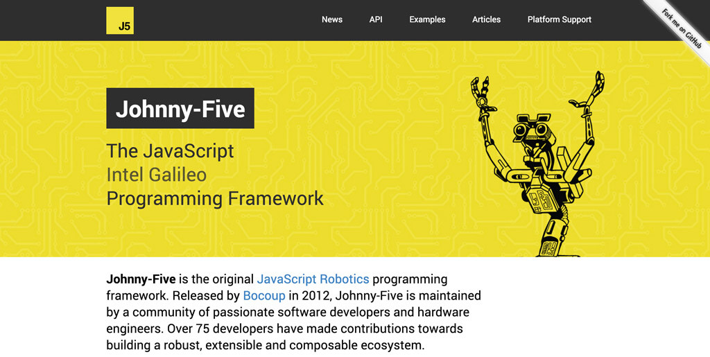 The new Johnny-Five website