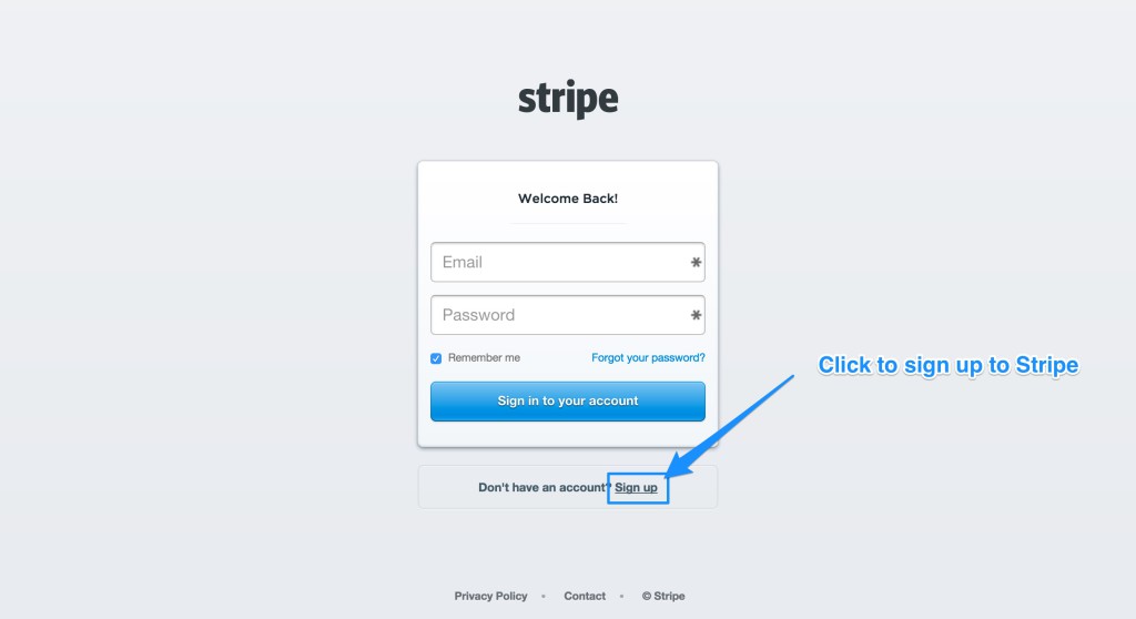 Stripe sign up link