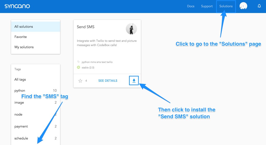 Installing the Send SMS solution