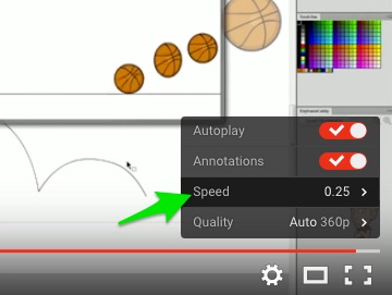 Screenshot: Showing Youtube playback speed controls.