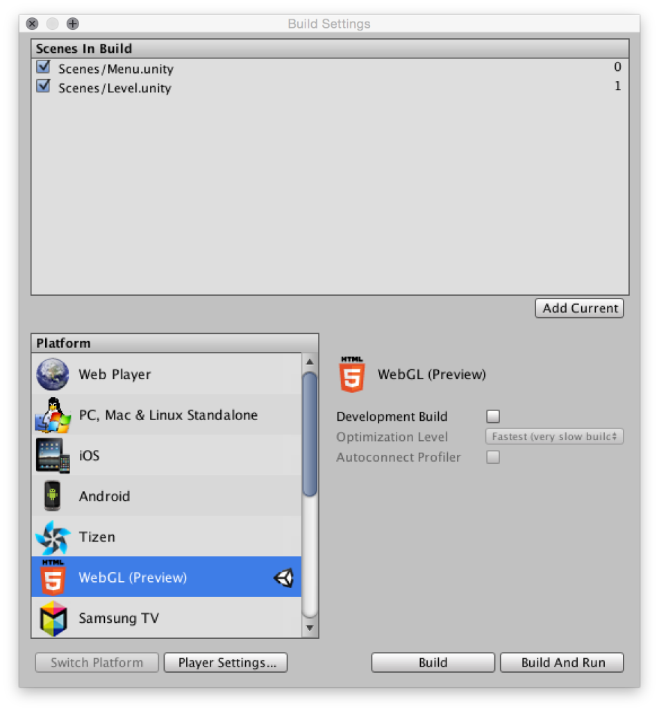 gexport unity games for mac