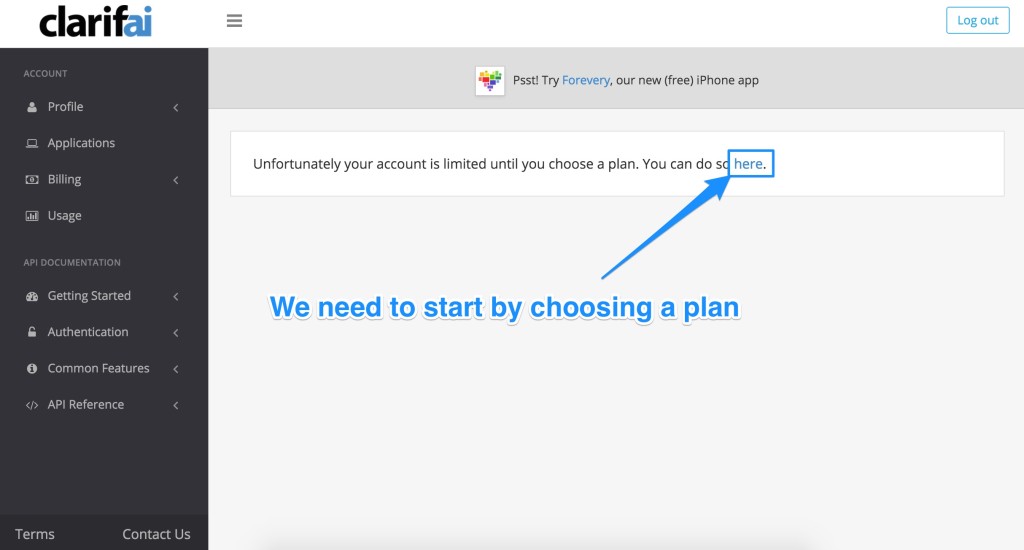 Finding the choose a plan button