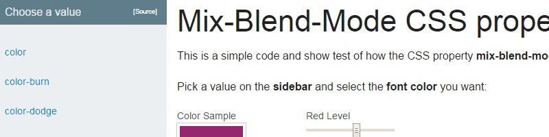 Mix-Blend-Mode CSS property test