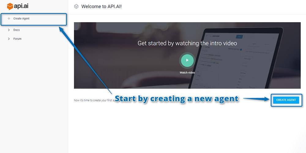 Creating new agent in Api.ai