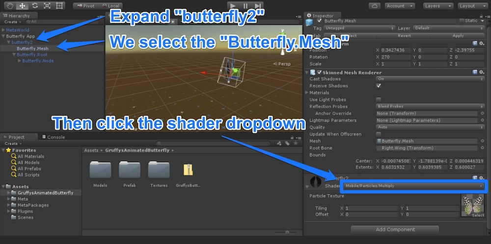Butterfly shader dropdown