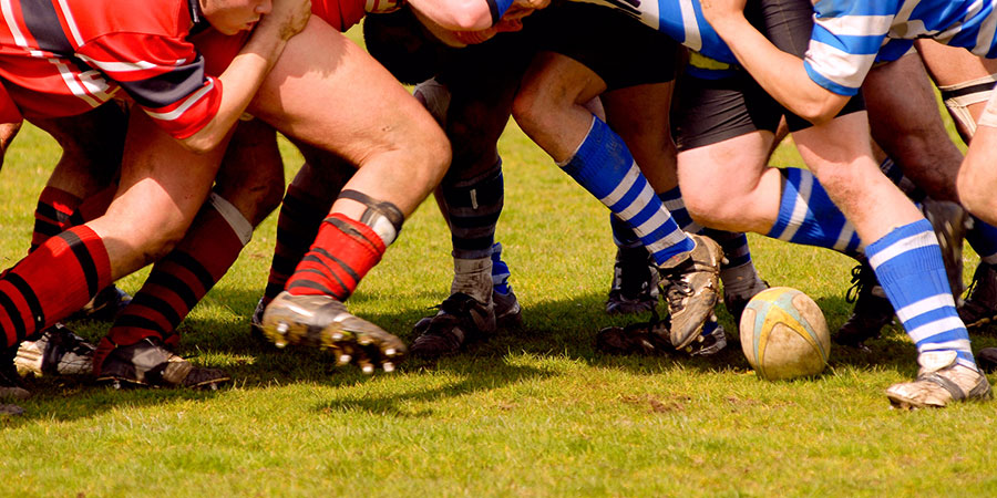 A rugby scrum, which is not the same thing as scrum development.
