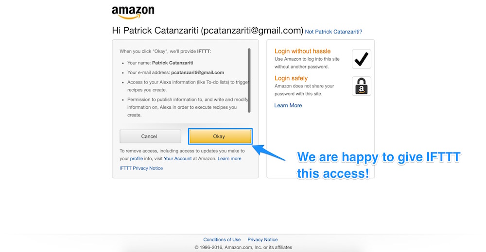 Allowing Amazon permissions