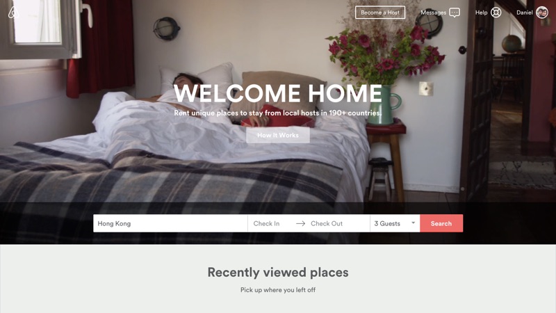 Airbnb’s video-based header