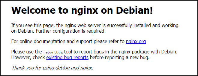 A debian Nginx welcome screen