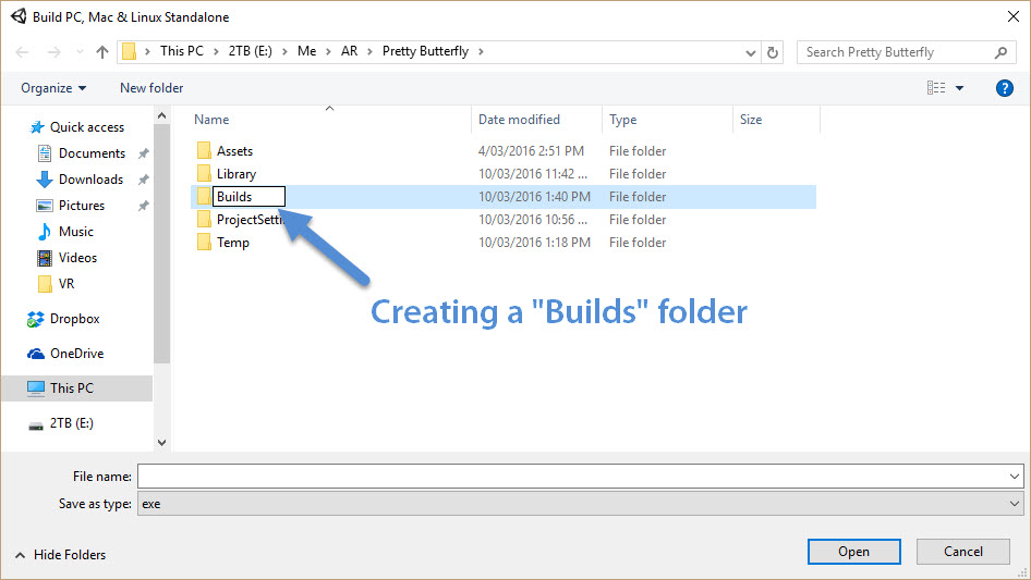 Creating a Builds folder