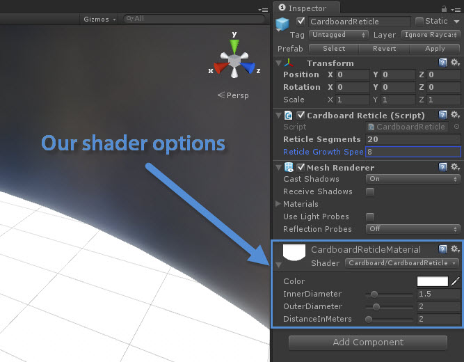 Our reticle shader options