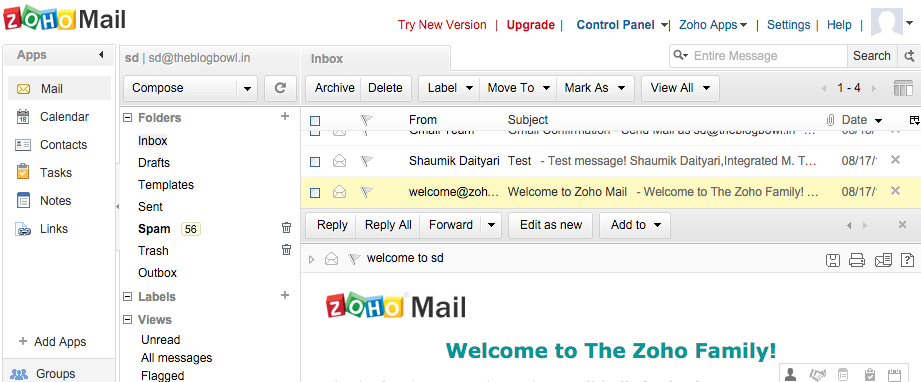 Zoho Email Dashboard