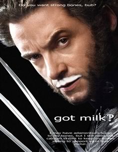 Wolverine Got Milk poster with added interrobang