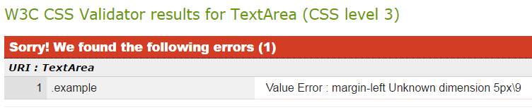 Validator error message for IE8 CSS hack