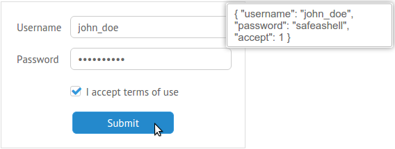 Webix message box displaying field values on submission