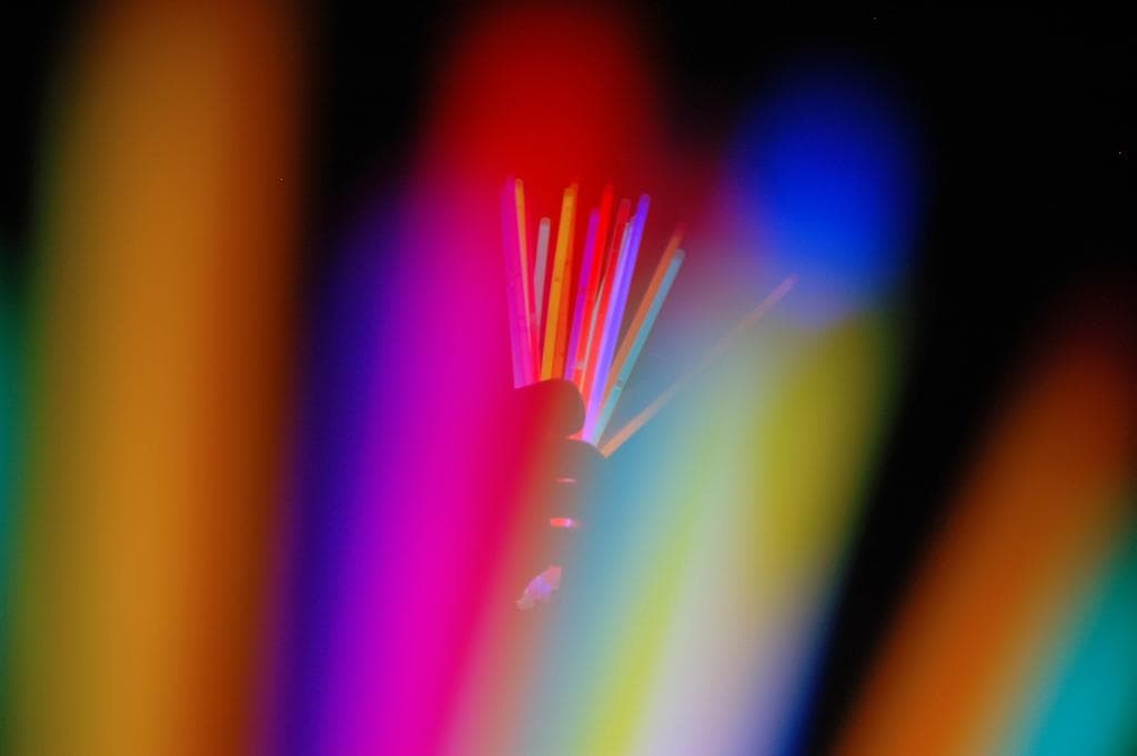 Colorful shot through glow sticks