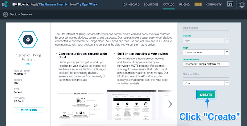 Choosing to create our IoT service