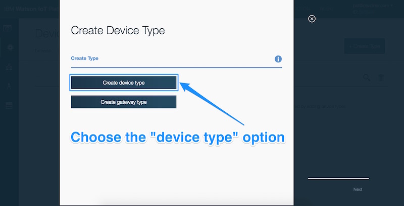 Choosing the device type option