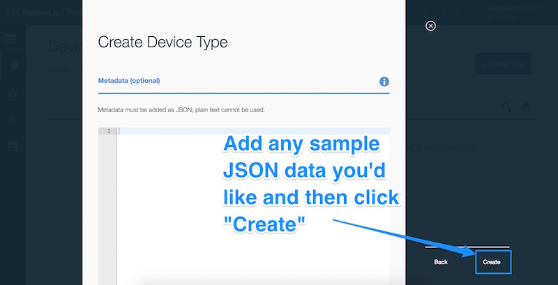 We could add sample JSON data for our device type