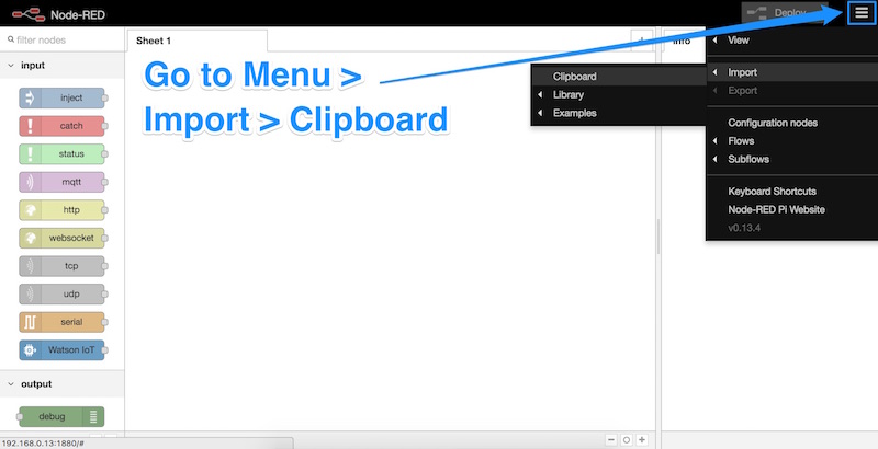 Go to Menu > Import > Clipboard