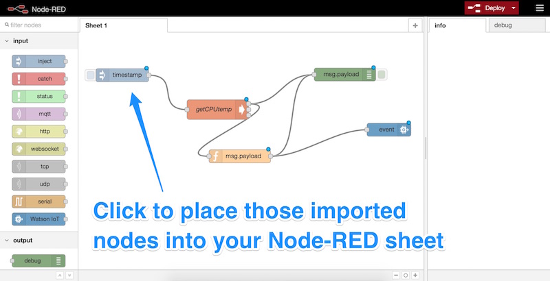 Clicking to place those imported nodes down