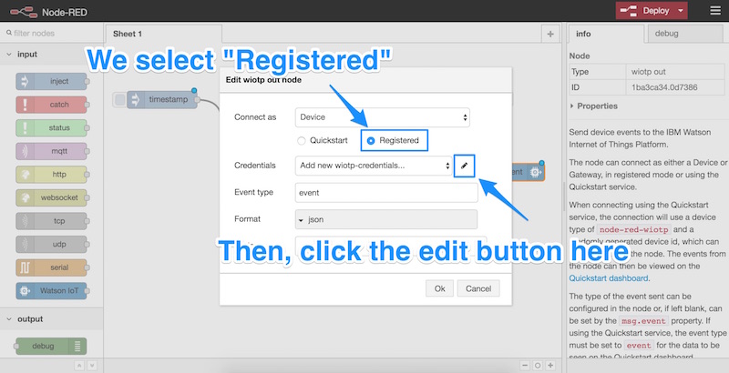 Selecting registered and clicking the edit button