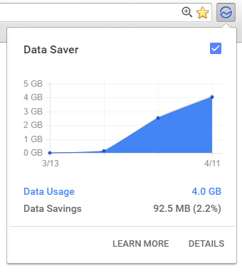data graph showing how much data you've saved