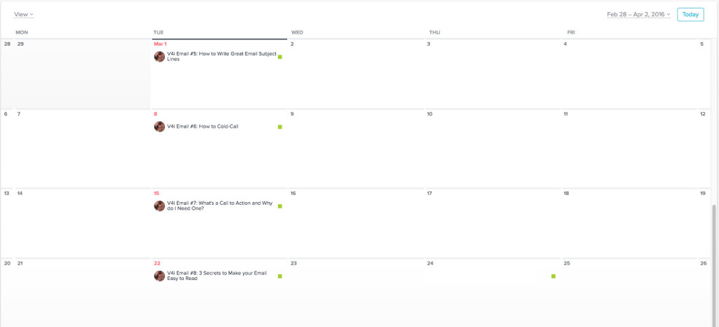 Content Schedule Calendar