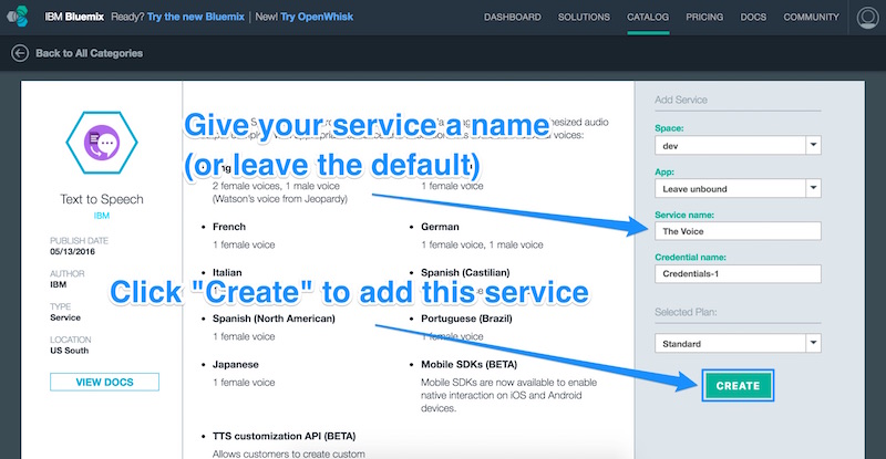 Creating our text to speech instance