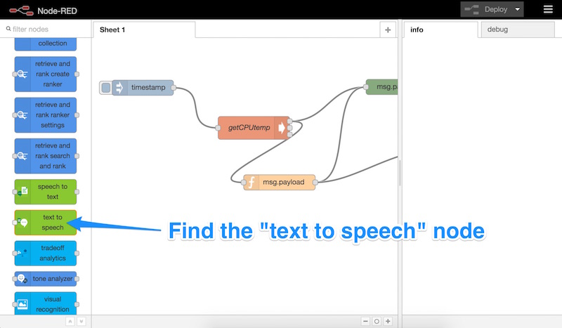 The text to speech node