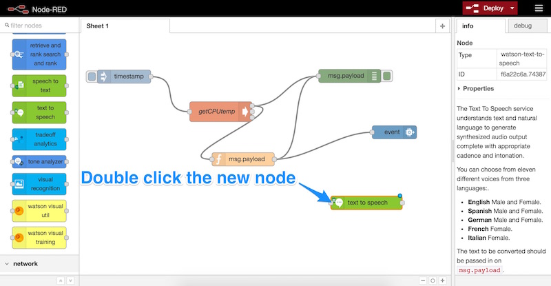 Double click the node