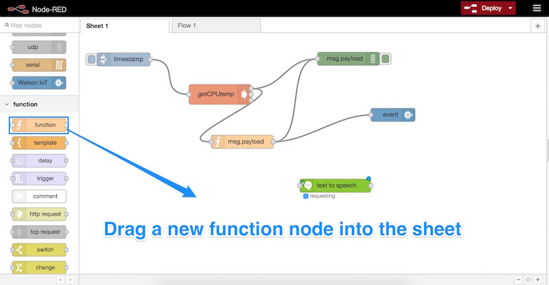 Drag a new function node into the sheet