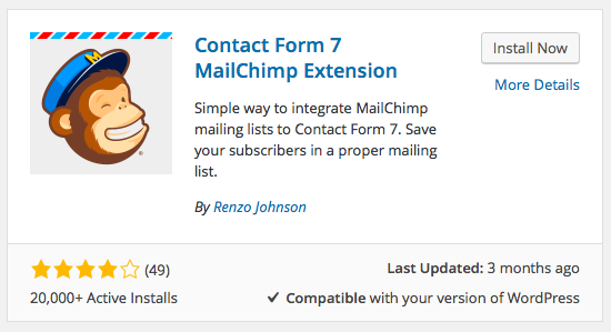 Contact Form 7 MailChimp extension