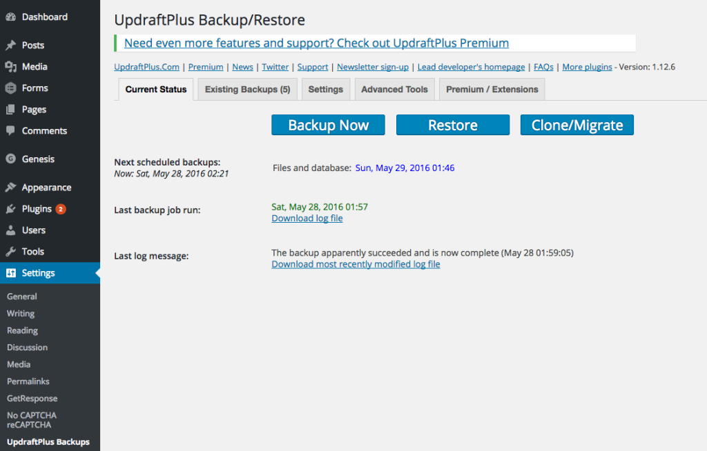 UpdraftPlus Backup Restore