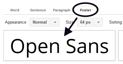 Preview of poster on Google Fonts website