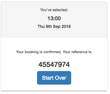 Booking confirmation