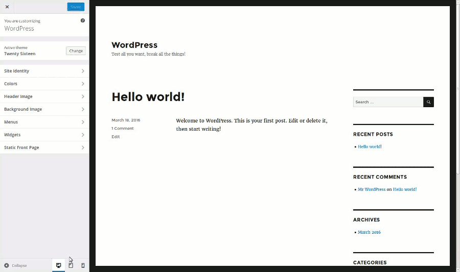 WordPress Reponsive View