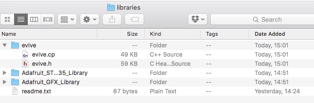 evive libraries folder