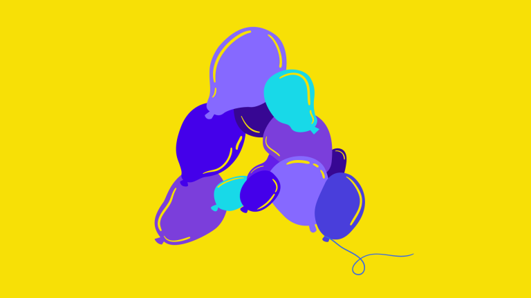 The letter A in balloons
