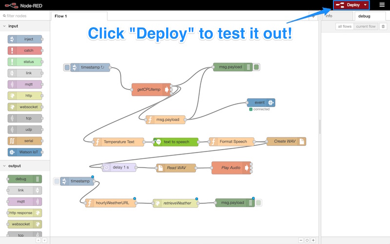 Clicking deploy to test it out
